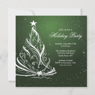 Invitación Fiesta navideña de Navidades verdes y blancos mode