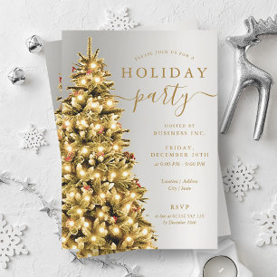 Invitación Fiesta navideña de oro Silver