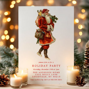 Invitación Fiesta Navideña de Papá Noel del Viejo Mundo Antig