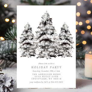 Invitación Fiesta Navideña de Pinos Invernal con Nieve