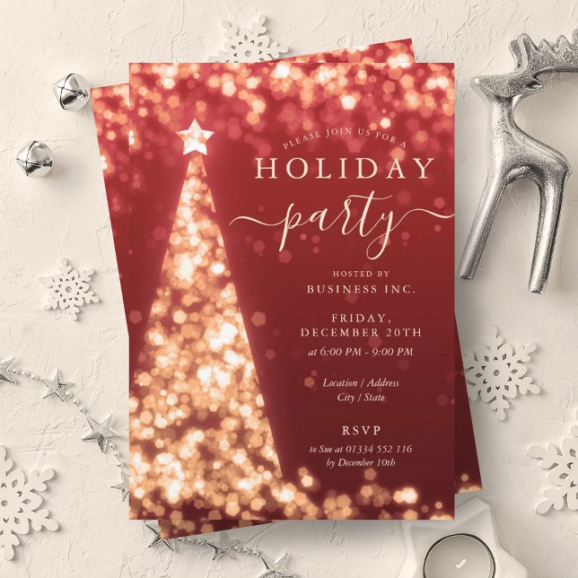 Invitación Fiesta navideña de Red Gold (Red Gold Christmas Tree Company Holiday Party Invitation)