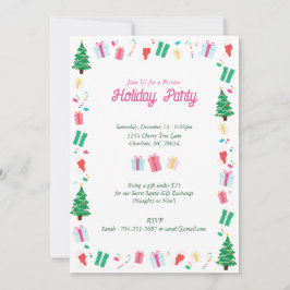 Invitación Fiesta navideña de regalo de árbol de navidad de a