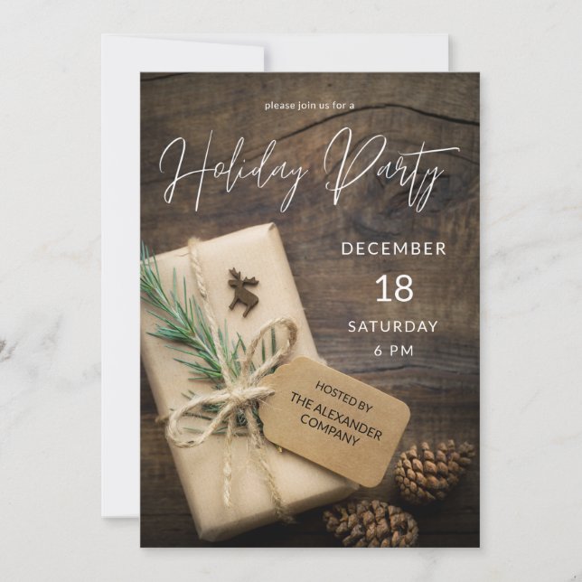 Invitación Fiesta Navideña de Reno y Regalos (Anverso)