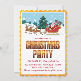 Invitación Fiesta Navideña de Santa Claus y Reno Lindo