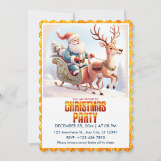 Invitación Fiesta Navideña de Santa y Reno Lindo