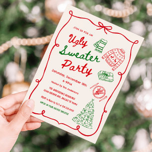 Invitación Fiesta Navideña de Suéteres Feos y Caprichosos