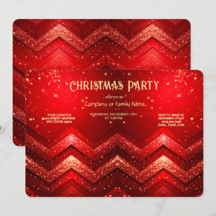 Invitación Fiesta Navideña Decorativa de Purpurina Roja