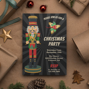 Invitación Fiesta Navideña del Cascanueces Rojo y Verde