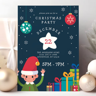 Invitación Fiesta Navideña del Elfo Bonito