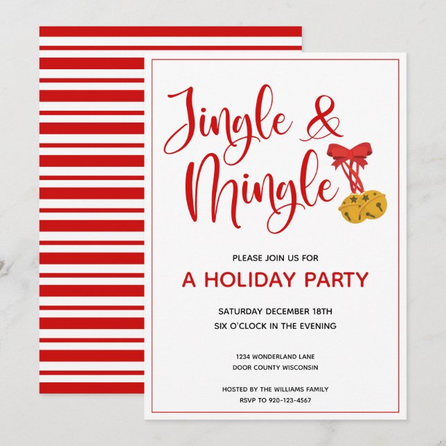 Invitación Fiesta navideña del jingle rojo y del mingle (Anverso / Reverso)