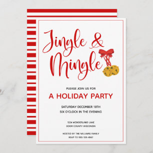 Invitación Fiesta navideña del jingle rojo y del mingle