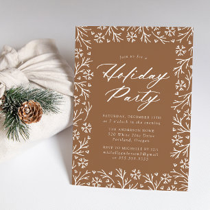 Invitación Fiesta Navideña Elegante Copo de Nieve de Pan de J