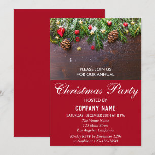Invitación Fiesta Navideña Empresarial Rústica y Festiva