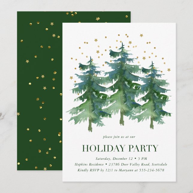 Invitación Fiesta Navideña en el Bosque Invernal (Anverso / Reverso)