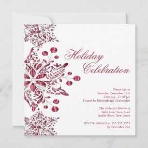 Invitación Fiesta navideña Fancy Red Jewakes Snowflakes
