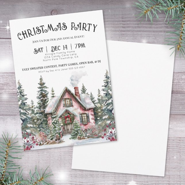 Invitación Fiesta Navideña Festiva de Invierno (Festive Winter Christmas Party Invitation)