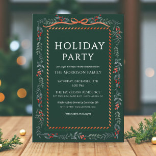 Invitación Fiesta Navideña Festiva de Verde Navidad