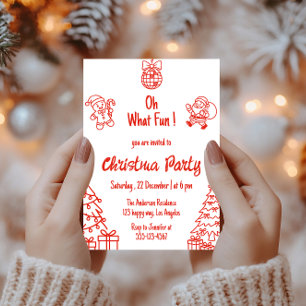 Invitación Fiesta Navideña Festiva Roja Qué Diversión