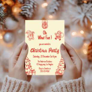 Invitación Fiesta Navideña Festiva Roja Qué divertida fiest