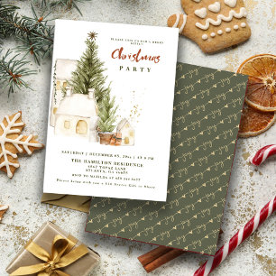 Invitación Fiesta Navideña Festiva Vintage Boho