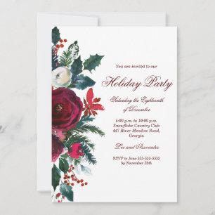 Invitación Fiesta Navideña Floral Elegante