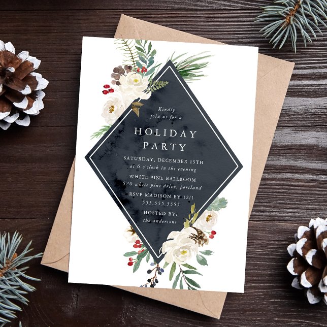 Invitación Fiesta Navideña Floral Invernal Mística (Subido por el creador)