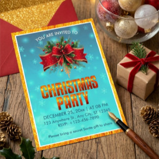 Invitación Fiesta Navideña Invernal Festiva y Elegante
