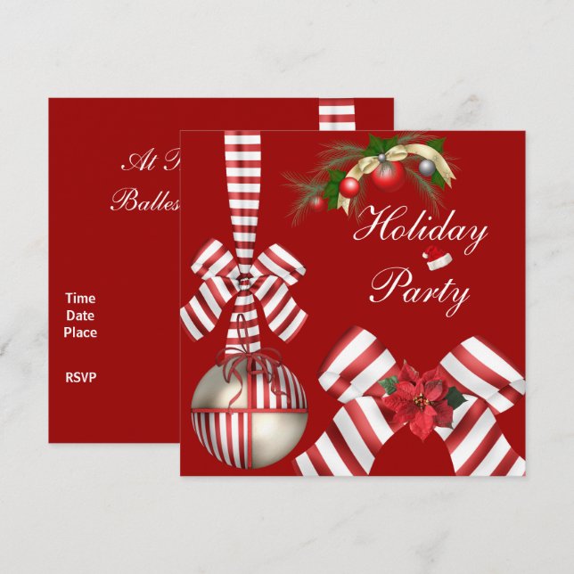 Invitación Fiesta Navideña Lazo de Raya de Caramel (Anverso / Reverso)
