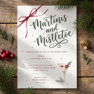 Invitación Fiesta Navideña Martinis y Muérdago