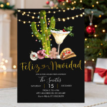 Fiesta Navideña Mexicana Neon Negro Feliz Navidad