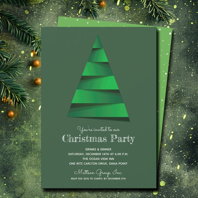 Invitación Fiesta navideña moderna (Modern Christmas Tree Holiday Party Invitations - PRINTED and/or INSTANT DOWNLOAD)