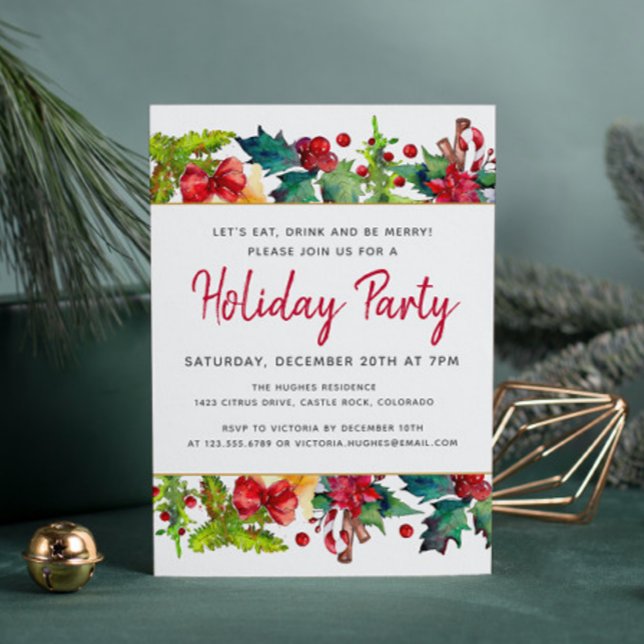 Invitación Fiesta navideña moderna de acuarela (Subido por el creador)