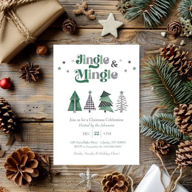 Invitación Fiesta Navideña Moderna de Jingle y Mingle (Subido por el creador)