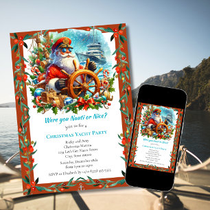 Invitación Fiesta Navideña Moderna en Yate de Santa Nauti o N