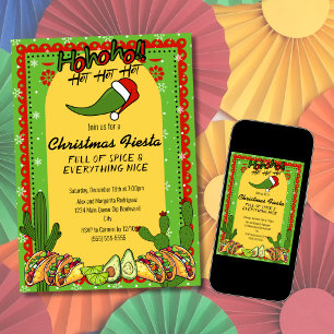Invitación Fiesta Navideña Moderna Gorro de Santa de Jalapeño