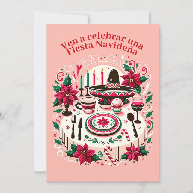 Invitación Fiesta Navideña Nochebuena Española (Anverso)