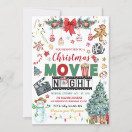 Invitación Fiesta navideña nocturna de películas navidades