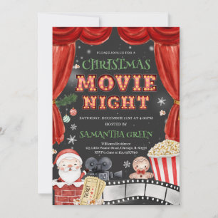 Invitación Fiesta navideña nocturna de películas navidades