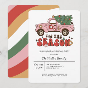 Invitación Fiesta Navideña Retro Colorida y Divertida