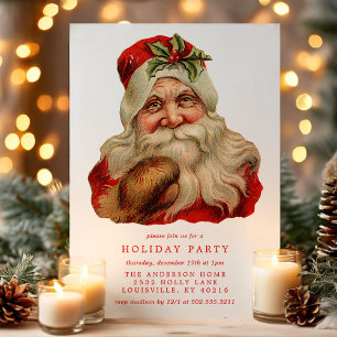 Invitación Fiesta Navideña Retro de Papá Noel Victoriano Vint