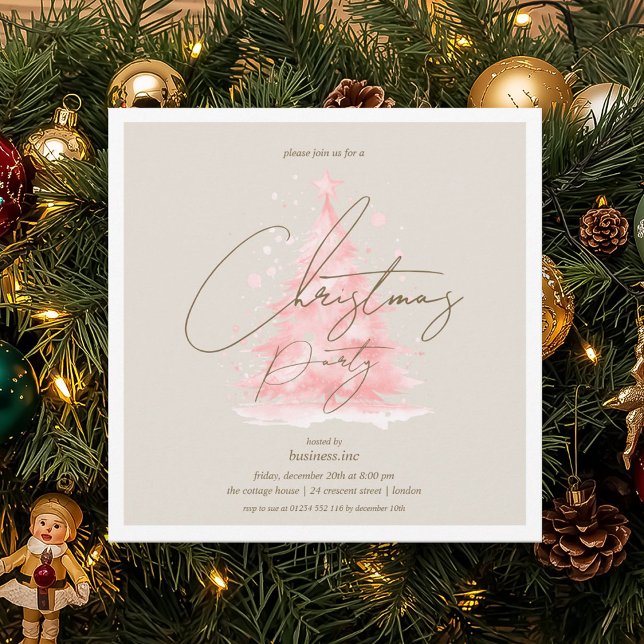 Invitación Fiesta navideña roja corporativa (orporate Red Christmas Tree Holiday Party Invitation)