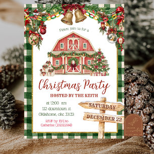 Invitación Fiesta Navideña Rústica de Granja de Invierno a Cu