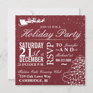 Invitación Fiesta navideña Santa Sleigh Navidades Fiesta invi