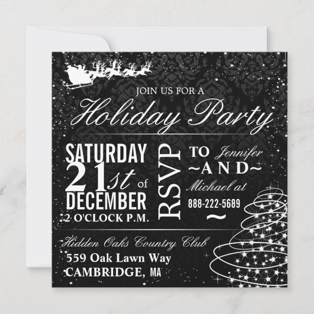 Invitación Fiesta navideña Santa Sleigh Navidades Fiesta invi (Anverso)