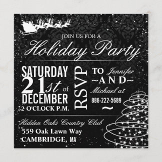 Invitación Fiesta navideña Santa Sleigh Navidades Fiesta invi