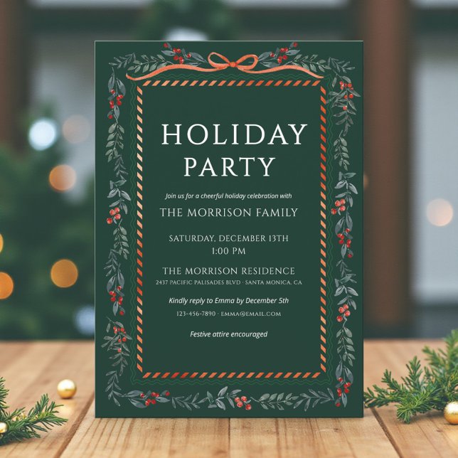 Invitación Fiesta Navideña Verde Festiva de Navidad (Subido por el creador)