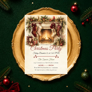 Invitación Fiesta Navideña Vintage Acogedora