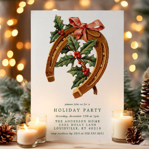 Invitación Fiesta Navideña Vintage de herradura de Navidad co