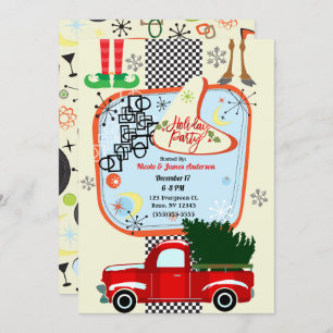 Invitación Fiesta navideña vintage de Retro 50