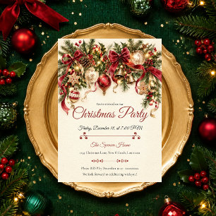 Invitación Fiesta Navideña Vintage Festiva